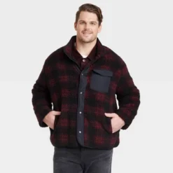 Men's High Pile Fleece Faux Fur Jacket - Goodfellow & Co™ Red -Goodfellow & Co GUEST 041a0765 6940 44eb a4db 94262aa9c81f
