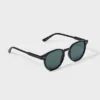 Men's Plastic Round With Gray Lens Sunglasses - Goodfellow & Co™ Black: Maximum UV Protection, Impact-Resistant