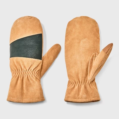 Men's Mixed Leather Dress Pig Suede Mittens - Goodfellow & Co™ Tan 5 Men's Mixed Leather Dress Pig Suede Mittens - Goodfellow & Co™ Tan - Image 3