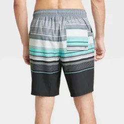 Men's 9" Striped E-Board Swim Shorts - Goodfellow & Coâ„¢ Charcoal Gray