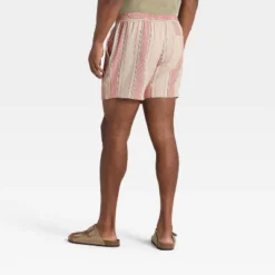 Men's Striped 5" Elevated Pull-On Shorts - Goodfellow & Coâ„¢ Beige/Pink
