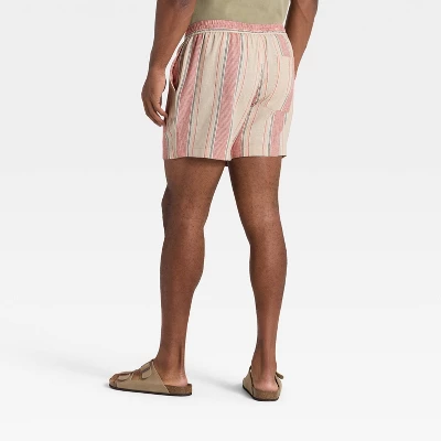 Men's Striped 5" Elevated Pull-On Shorts - Goodfellow & Co™ Beige/Pink 3 Men's Striped 5" Elevated Pull-On Shorts - Goodfellow & Co™ Beige/Pink