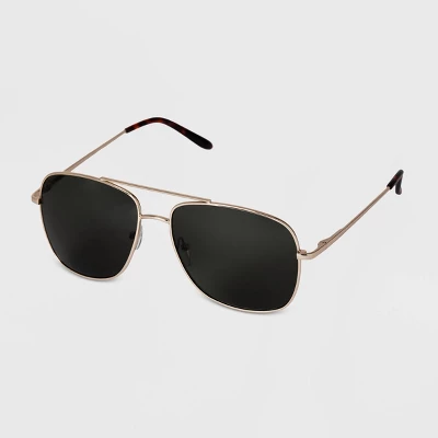 Men's Aviator Metal Sunglasses - Goodfellow & Co™ Gold: Spring-Hinged, Full Rim, UV Protection 3 Men's Aviator Metal Sunglasses - Goodfellow & Co™ Gold: Spring-Hinged, Full Rim, UV Protection