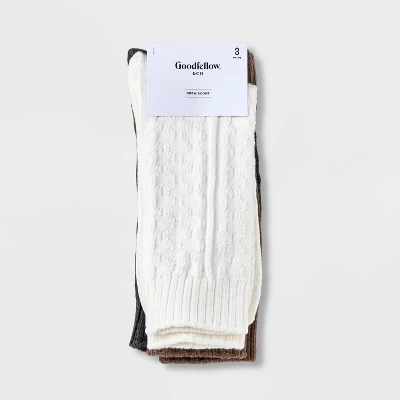 Men's Striped Fisherman Cable Knit Crew Socks 3pk - Goodfellow & Co™ Gray/White 6-12 4 Men's Striped Fisherman Cable Knit Crew Socks 3pk - Goodfellow & Co™ Gray/White 6-12 - Image 2