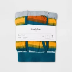 Men's Striped Boxer Briefs 2pk - Goodfellow & Coâ„¢ Teal
