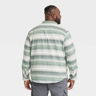 Men's Big & Tall Striped Standard Fit Long Sleeve Button-Down Shirt - Goodfellow & Co™ Olive Green 3 Men's Big & Tall Striped Standard Fit Long Sleeve Button-Down Shirt - Goodfellow & Co™ Olive Green