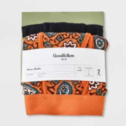 Men's Medallion Print Boxer Briefs 2pk - Goodfellow & Coâ„¢ Orange