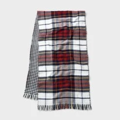 Men's Plaid Woven Oblong Scarves - Goodfellow & Coâ„¢ White/Navy/Orange/Yellow