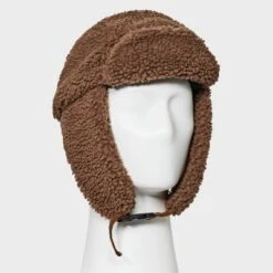 Men's Polyester All Over Faux Shearling Trapper Hat - Goodfellow & Coâ„¢ Brown