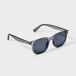 Men's Plastic Crystal Square Sunglasses - Goodfellow & Co™ Gray: Impact-Resistant, UV Protection