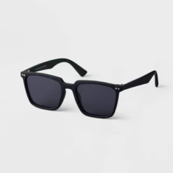 Men's Two-Tone Angular Surf Sunglasses - Goodfellow & Co™ Black: UV Protection, Recycled Plastic Frame