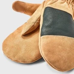 Men's Mixed Leather Dress Pig Suede Mittens - Goodfellow & Coâ„¢ Tan