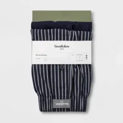 Men's Striped Woven 2pk Boxer - Goodfellow & Coâ„¢ Navy