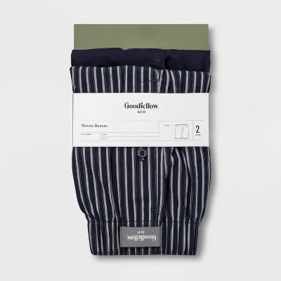 Men's Striped Woven 2pk Boxer - Goodfellow & Co™ Navy 3 Men's Striped Woven 2pk Boxer - Goodfellow & Co™ Navy