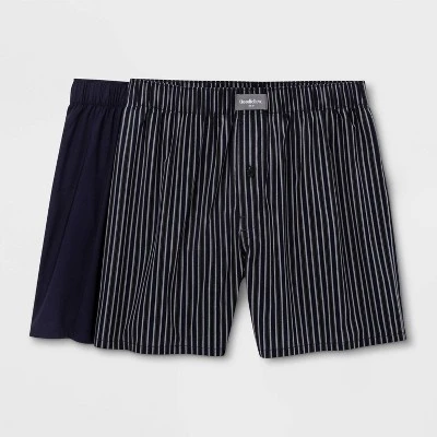 Men's Striped Woven 2pk Boxer - Goodfellow & Co™ Navy 4 Men's Striped Woven 2pk Boxer - Goodfellow & Co™ Navy - Image 2