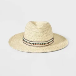 Men's Light Marled Panama Hat With Embroidered Band - Goodfellow & Coâ„¢ Cream