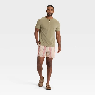 Men's Striped 5" Elevated Pull-On Shorts - Goodfellow & Co™ Beige/Pink 4 Men's Striped 5" Elevated Pull-On Shorts - Goodfellow & Co™ Beige/Pink - Image 2