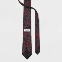 Men's Paisley Print Neck Tie - Goodfellow & Coâ„¢ Burgundy One Size