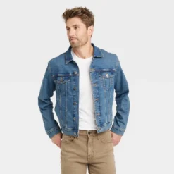 Men's Midwash Denim Trucker Jacket - Goodfellow & Co™ Blue -Goodfellow & Co GUEST bf6f20a0 8b74 4bf2 8979 b3ce985f0bf7