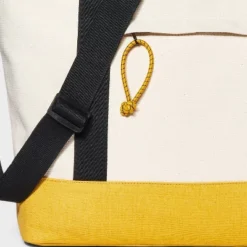 Men's Double Handle Tote Bag - Goodfellow & Co™ Beige/Yellow: Cotton Shell, Detachable Straps, 58.25" Strap -Goodfellow & Co GUEST d37ec318 58fe 45d6 8adb d1b1942f7c2c