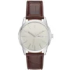 Men's Classic Day/Date Strap Watch - Goodfellow & Co™ Silver/Brown -Goodfellow & Co GUEST df70b460 be56 4964 865b d471ba679359