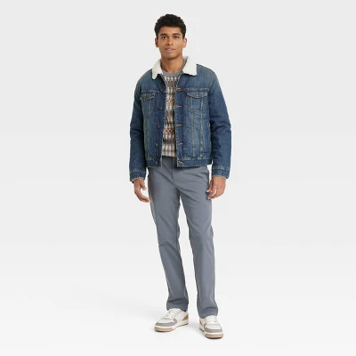 Men's Faux Shearling Lined Denim Trucker Jacket - Goodfellow & Co™ Blue 4 Men's Faux Shearling Lined Denim Trucker Jacket - Goodfellow & Co™ Blue - Image 2