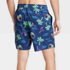 Men's 7" Waterloo Flamingo Swim Shorts - Goodfellow & Co™ Blue