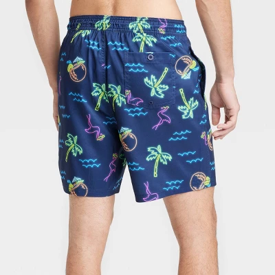 Men's 7" Waterloo Flamingo Swim Shorts - Goodfellow & Co™ Blue 3 Men's 7" Waterloo Flamingo Swim Shorts - Goodfellow & Co™ Blue