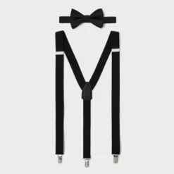 Men's Herringbone Stretch Suspender - Goodfellow & Co™ Black One Size: Adjustable Clip Style