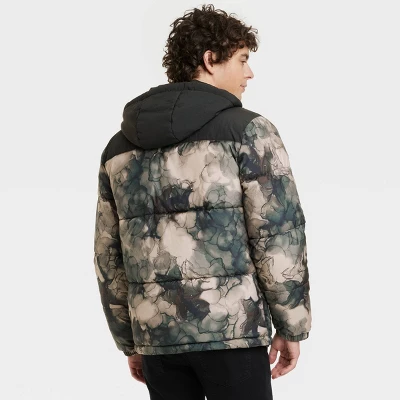 Men's Abstract Print Midweight Puffer Jacket - Goodfellow & Co™ Tan 3 Men's Abstract Print Midweight Puffer Jacket - Goodfellow & Co™ Tan