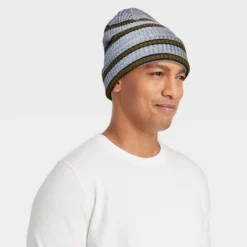 Men's Retro Striped Beanie - Goodfellow & Co™ Gray