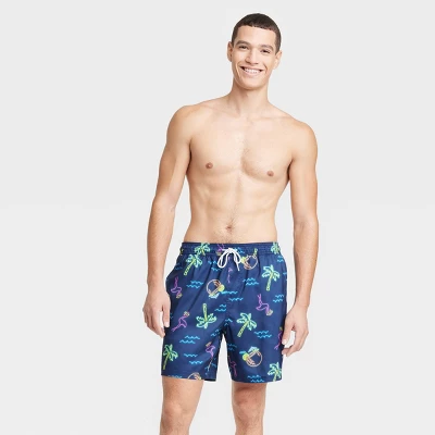 Men's 7" Waterloo Flamingo Swim Shorts - Goodfellow & Co™ Blue 4 Men's 7" Waterloo Flamingo Swim Shorts - Goodfellow & Co™ Blue - Image 2