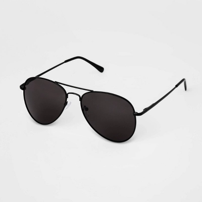 Men's Aviator Metal Sunglasses - Goodfellow & Co™ Black: Spring-Hinged Temple, Full Rim, Maximum UV Protection 2 Men's Aviator Metal Sunglasses - Goodfellow & Co™ Black: Spring-Hinged Temple, Full Rim, Maximum UV Protection