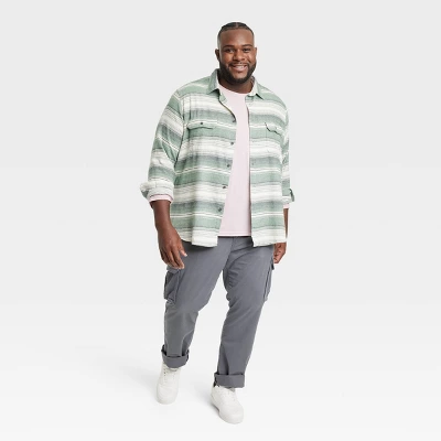 Men's Big & Tall Striped Standard Fit Long Sleeve Button-Down Shirt - Goodfellow & Co™ Olive Green 4 Men's Big & Tall Striped Standard Fit Long Sleeve Button-Down Shirt - Goodfellow & Co™ Olive Green - Image 2